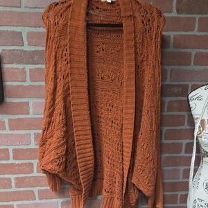 Haptics Elegant Open-Front Cardigan in Rich Rust 2X